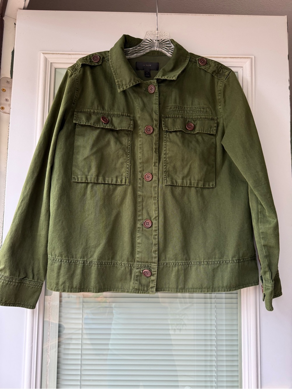 J.Crew Olive Green Pleated Swing-Back Utility Jacket – Small